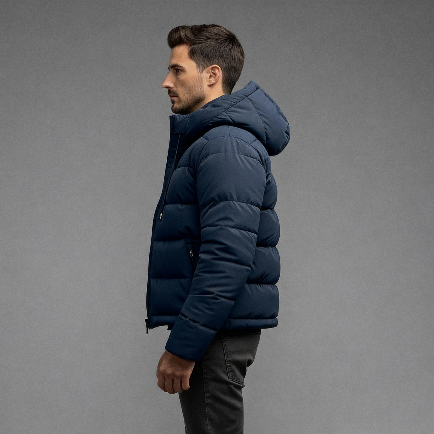 Sleek Men's Puffer Jacket | Quilted Design with Hood 3