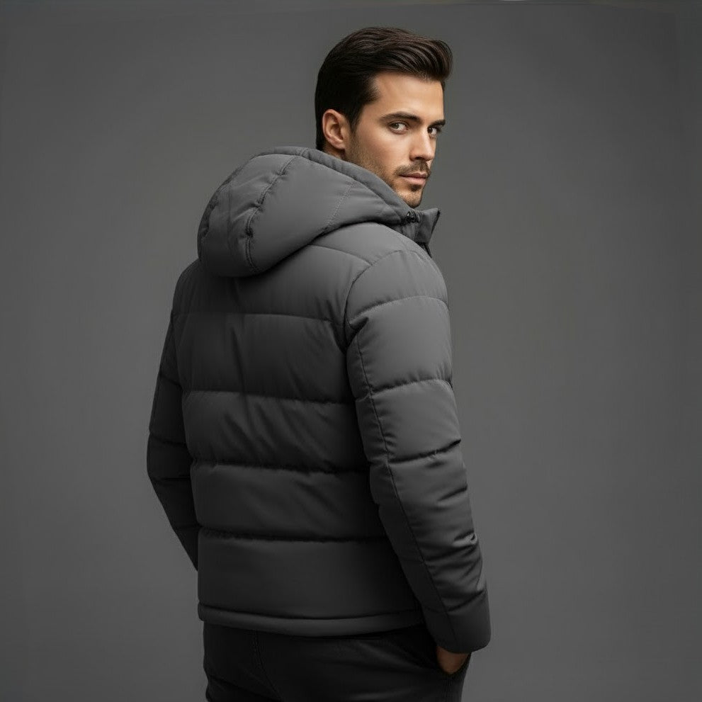 Sleek Men's Puffer Jacket | Quilted Design with Hood 6