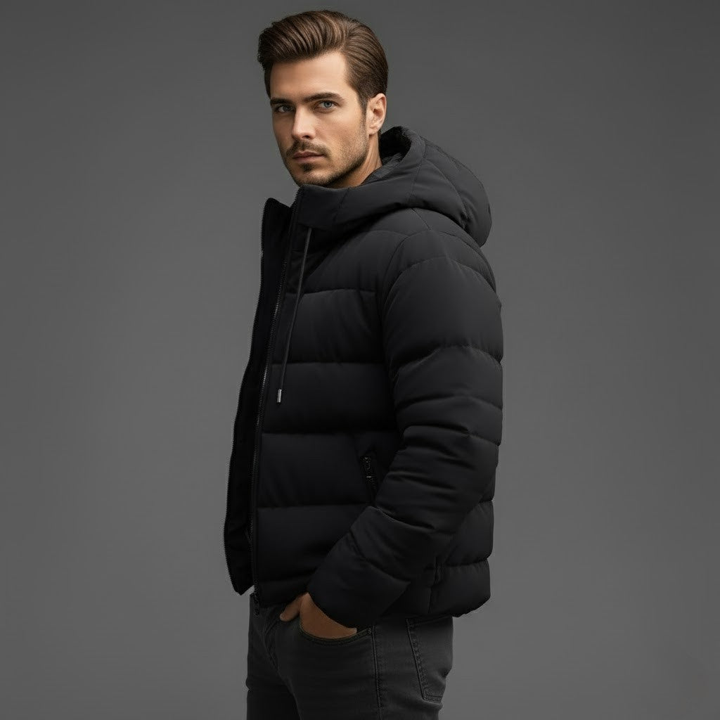 Sleek Men's Puffer Jacket | Quilted Design with Hood 8