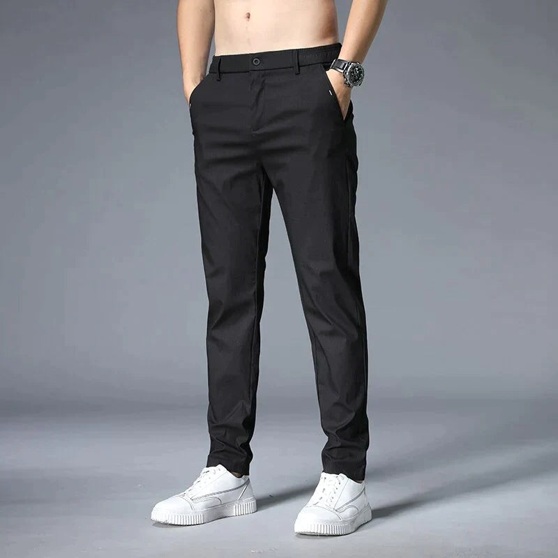 Sleek Men's Trousers | Stretch Fabric, Straight Cut 0