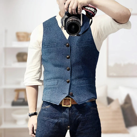 Sleek Men's Vintage Vest | Lightweight, Classic Button Placket 0