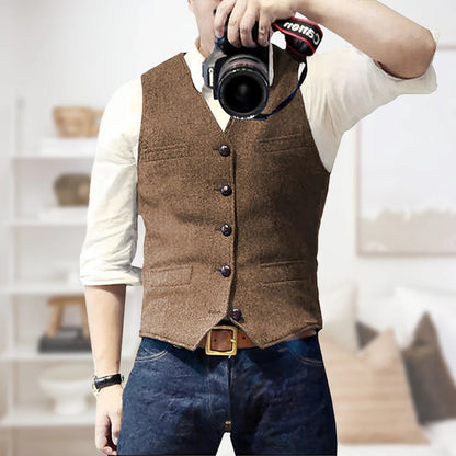 Sleek Men's Vintage Vest | Lightweight, Classic Button Placket 4