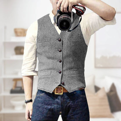 Sleek Men's Vintage Vest | Lightweight, Classic Button Placket 5