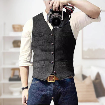 Sleek Men's Vintage Vest | Lightweight, Classic Button Placket 6