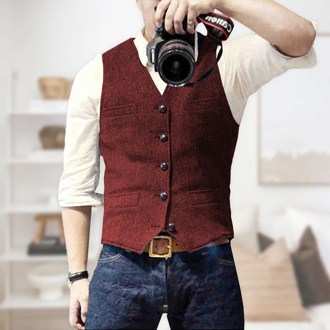 Sleek Men's Vintage Vest | Lightweight, Classic Button Placket 7
