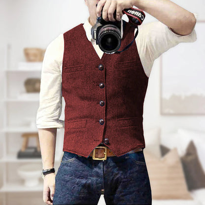 Sleek Men's Vintage Vest | Lightweight, Classic Button Placket 7