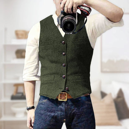 Sleek Men's Vintage Vest | Lightweight, Classic Button Placket 8