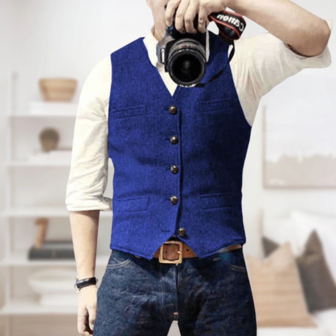 Sleek Men's Vintage Vest | Lightweight, Classic Button Placket 9