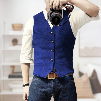 Sleek Men's Vintage Vest | Lightweight, Classic Button Placket 9