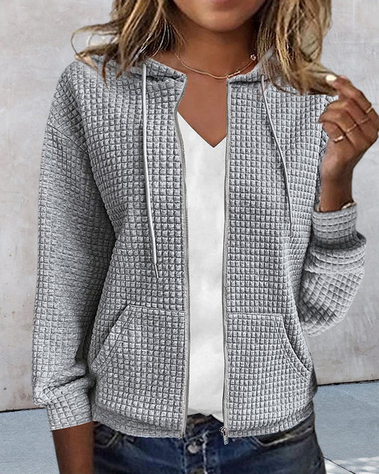 Sleek Women's Hoodie | Casual Zipper Design, Long Sleeve 0