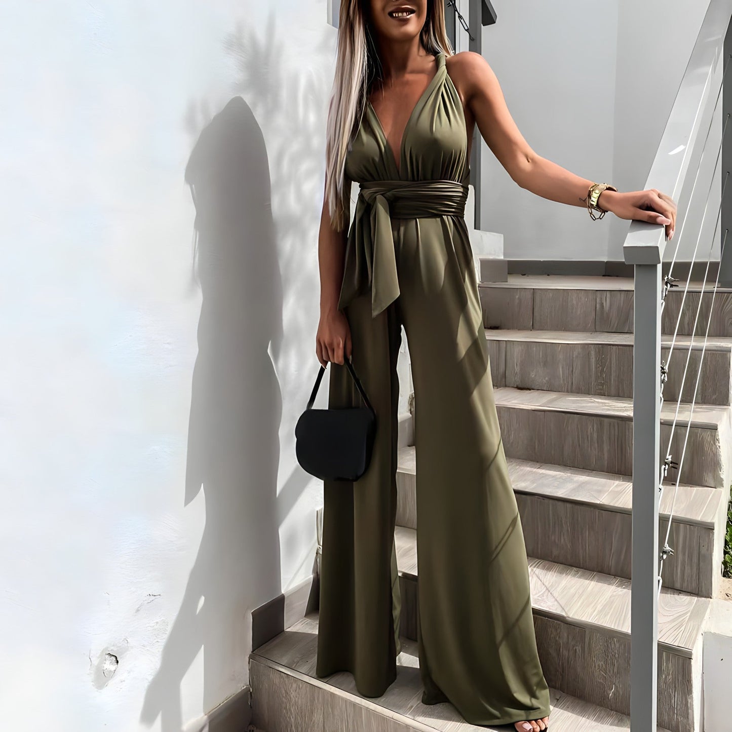Sleek Women's Jumpsuit | V-Neck, Versatile Summer Style 0
