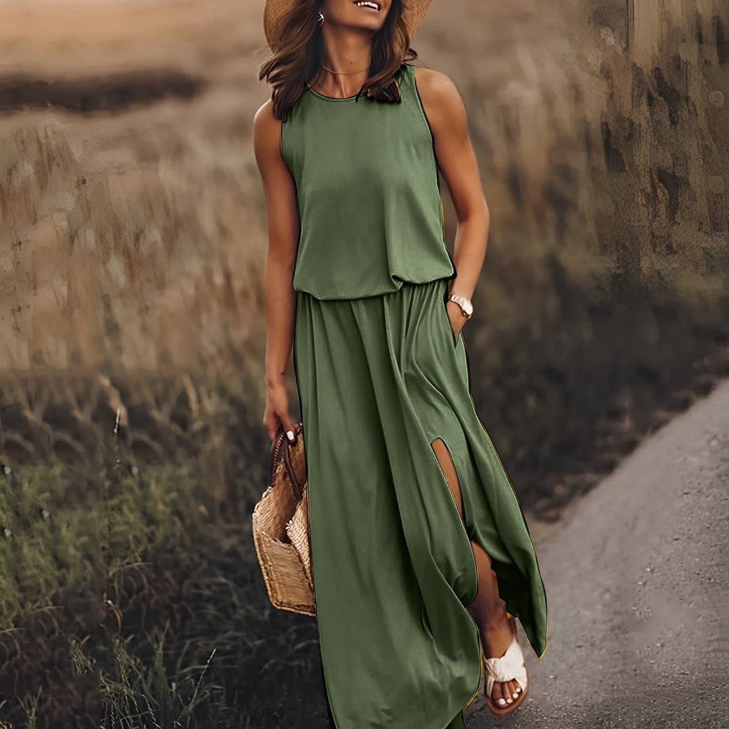 Sleek Women's Maxi Dress | Elegant Sleeveless White Design 2