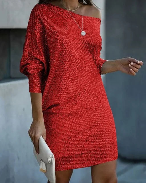 Sleek Women's Mini Dress | Shimmering One Shoulder Design 1