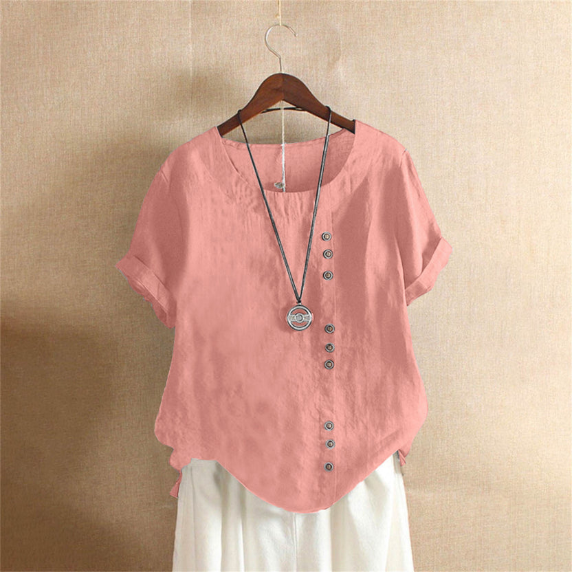 Sleek Women's Summer Blouse | Classic Crew Neck 0
