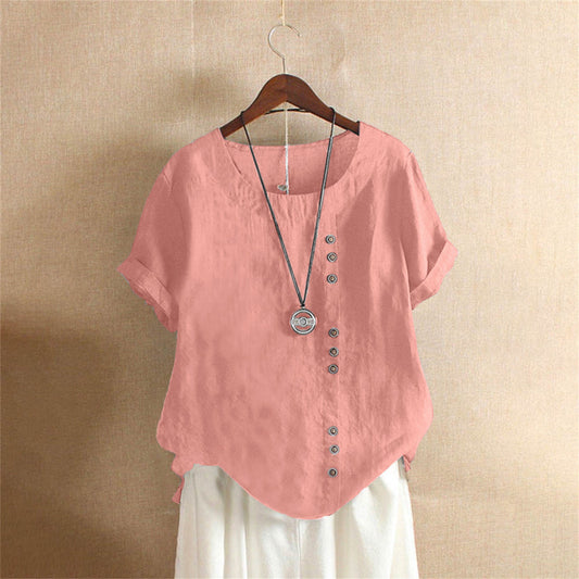 Sleek Women's Summer Blouse | Classic Crew Neck 0