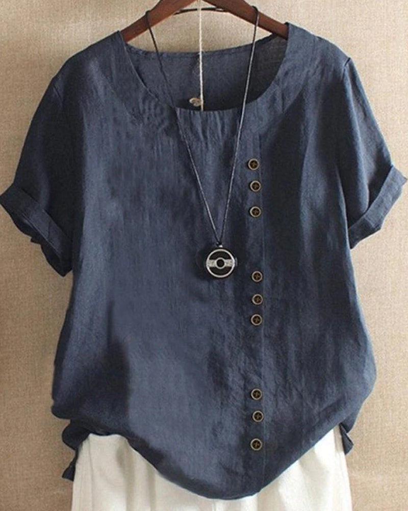 Sleek Women's Summer Blouse | Classic Crew Neck 4