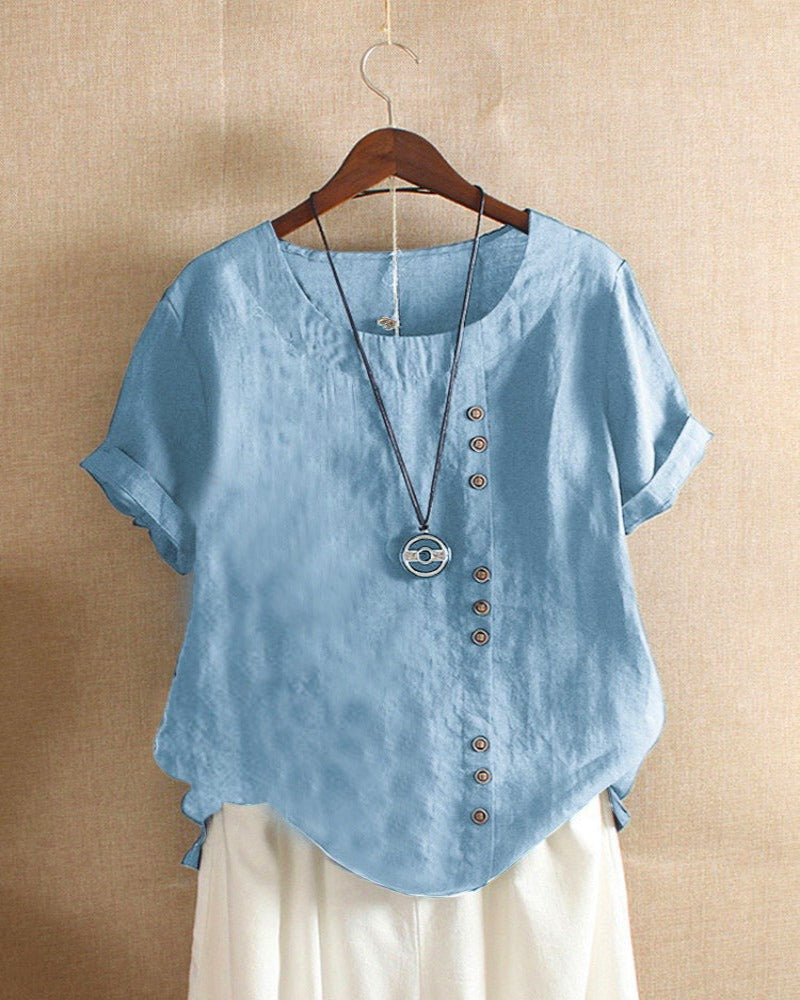 Sleek Women's Summer Blouse | Classic Crew Neck 6