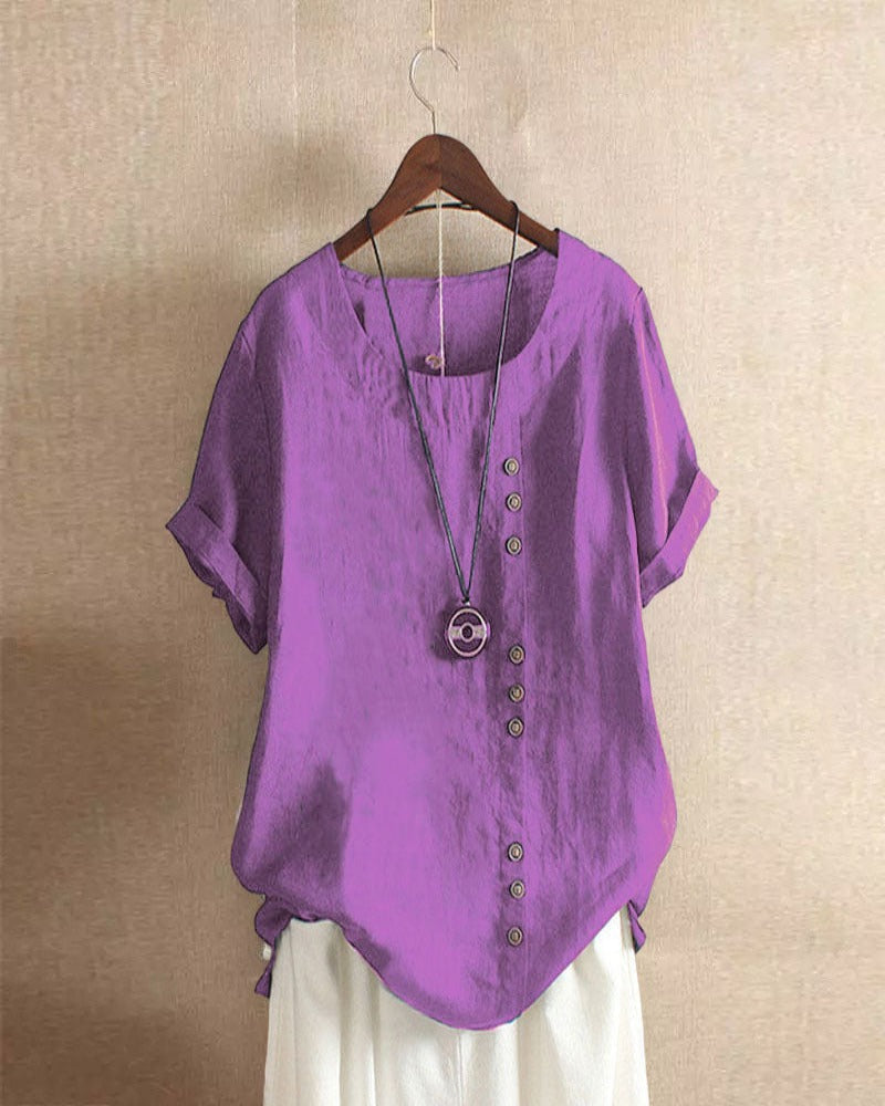Sleek Women's Summer Blouse | Classic Crew Neck 8
