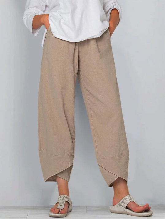 Sleek Women's Trousers | Airy Cropped Comfort for Summer 0