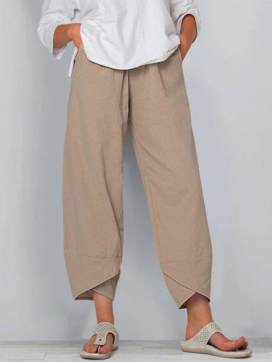 Sleek Women's Trousers | Airy Cropped Comfort for Summer 0