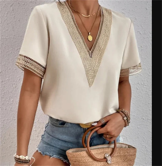 Soleil Women's Blouse | Airy V-Neck, Summer Top 0