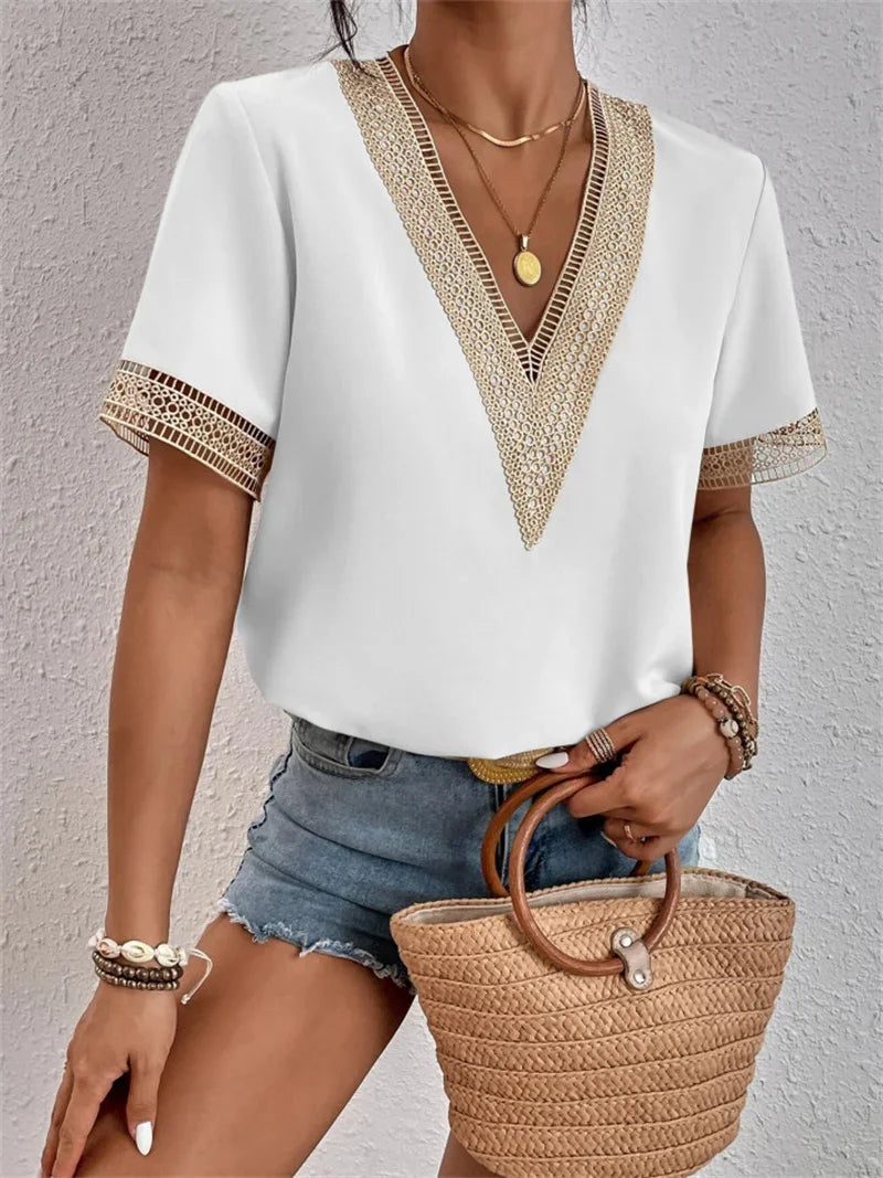 Soleil Women's Blouse | Airy V-Neck, Summer Top 5