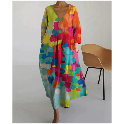 Soleil Women's Summer Dress | Flowy V-Neck, 3/4 Sleeves 0