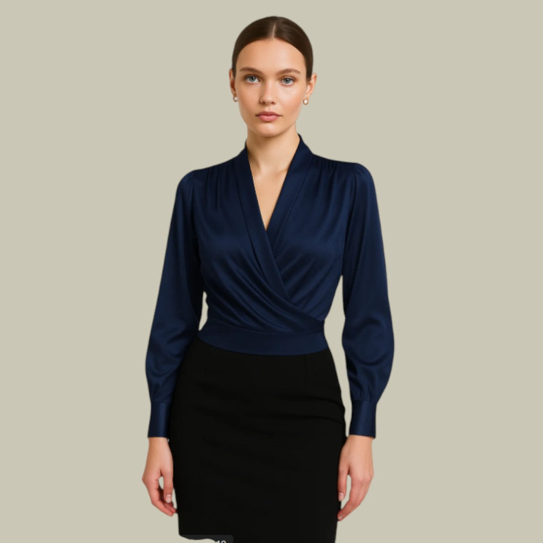 Sophia Women's Blouse | Satin V-Neck, Elegant Design 1