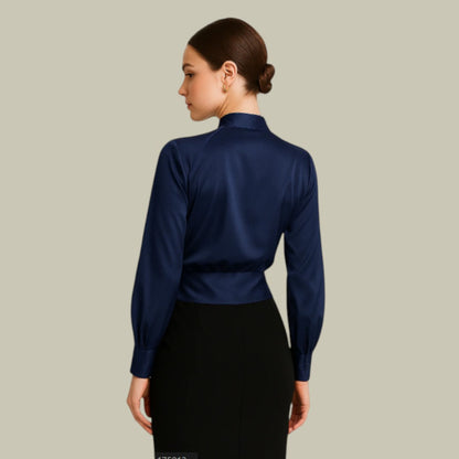 Sophia Women's Blouse | Satin V-Neck, Elegant Design 2