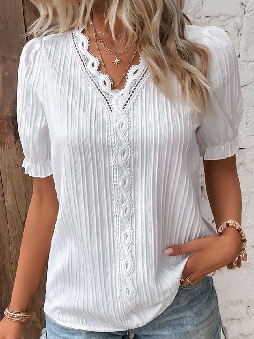 Sophia Women's Blouse | Structured V-Neck, Versatile Style 0