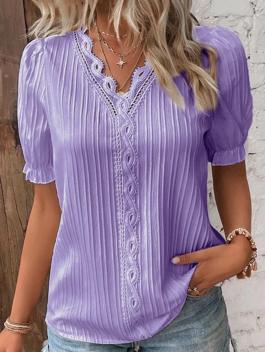 Sophia Women's Blouse | Structured V-Neck, Versatile Style 3