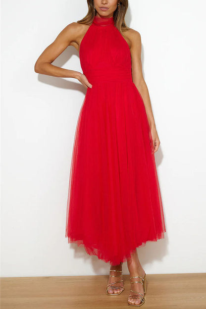Sophie Women's Midi Dress | Elegant Halterneck, Formal 10