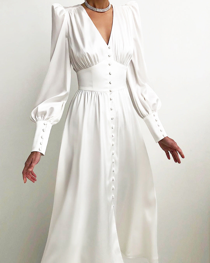 Sophie Women's Midi Dress | Elegant Puff Sleeves, Formal 2
