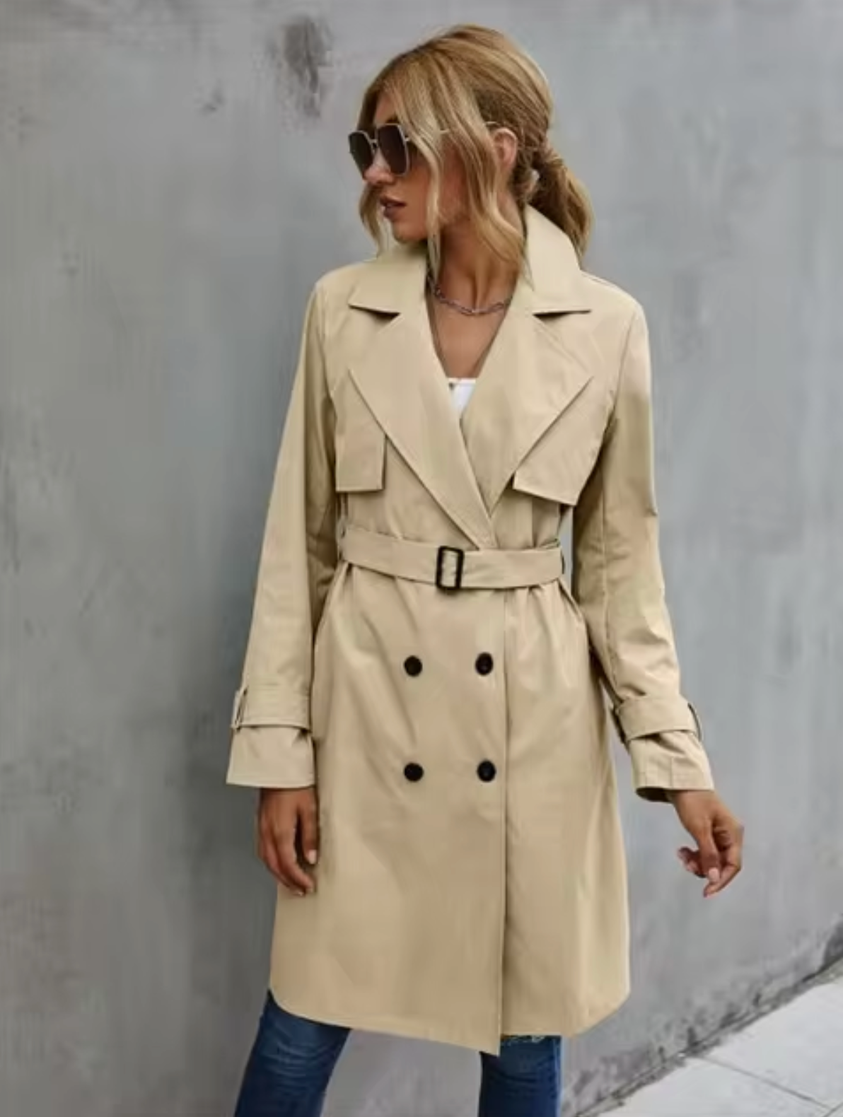 Sophie Women's Trench Coat | Double-Breasted, Belted Elegance 0