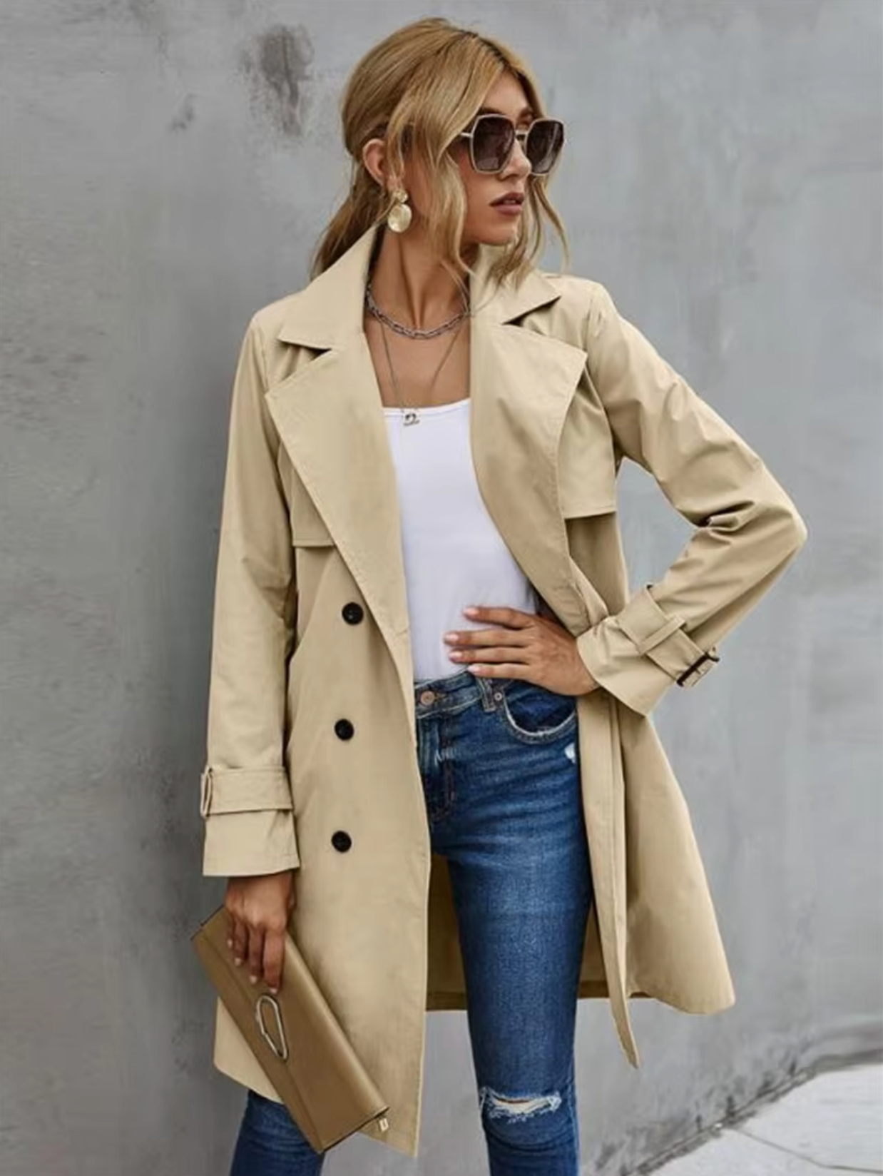 Sophie Women's Trench Coat | Double-Breasted, Belted Elegance 1