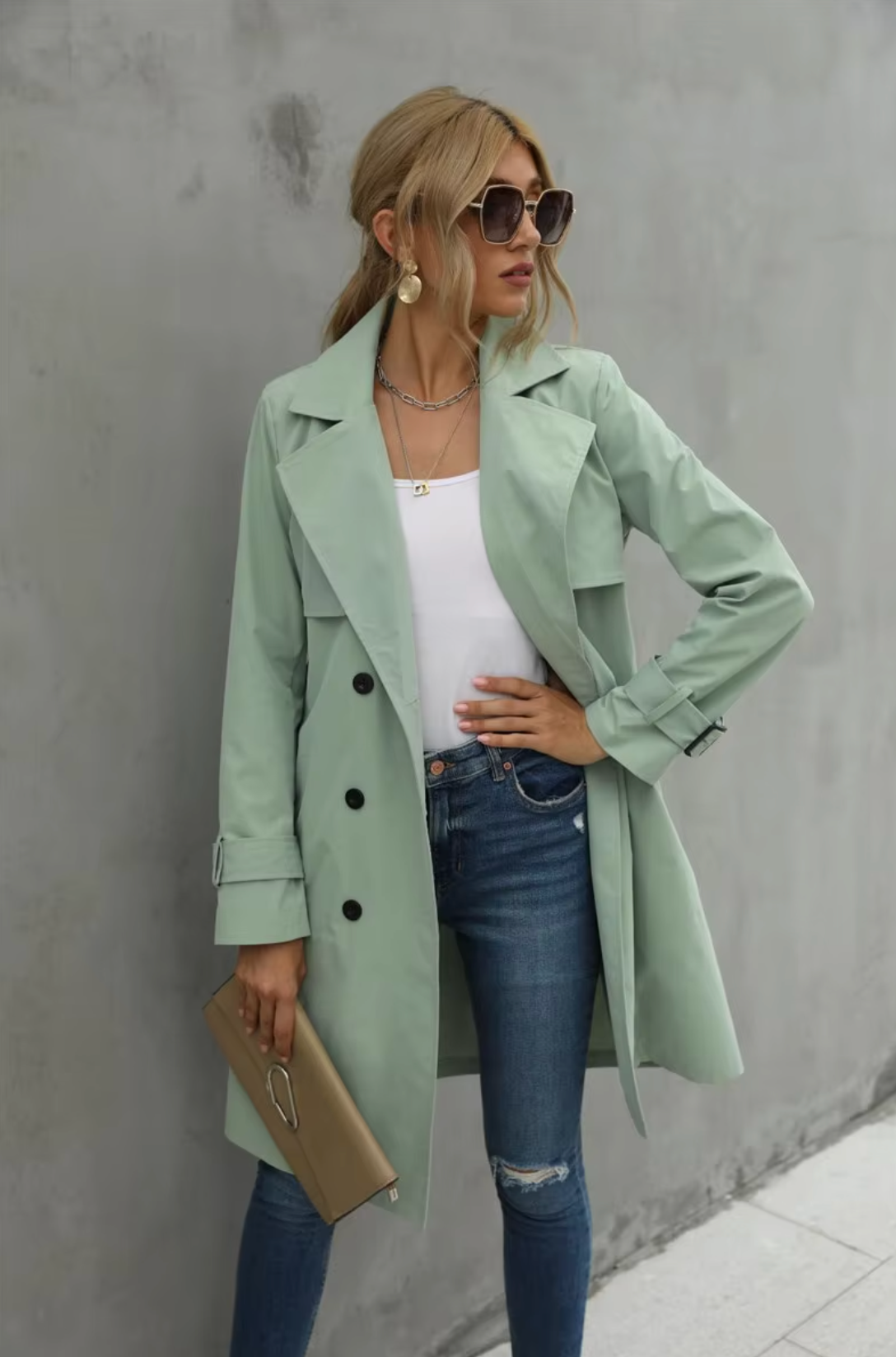 Sophie Women's Trench Coat | Double-Breasted, Belted Elegance 3