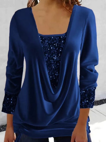 SparkleFlow Women's Blouse | Elegant Sequin Long Sleeve Top, Comfortable Fit 6