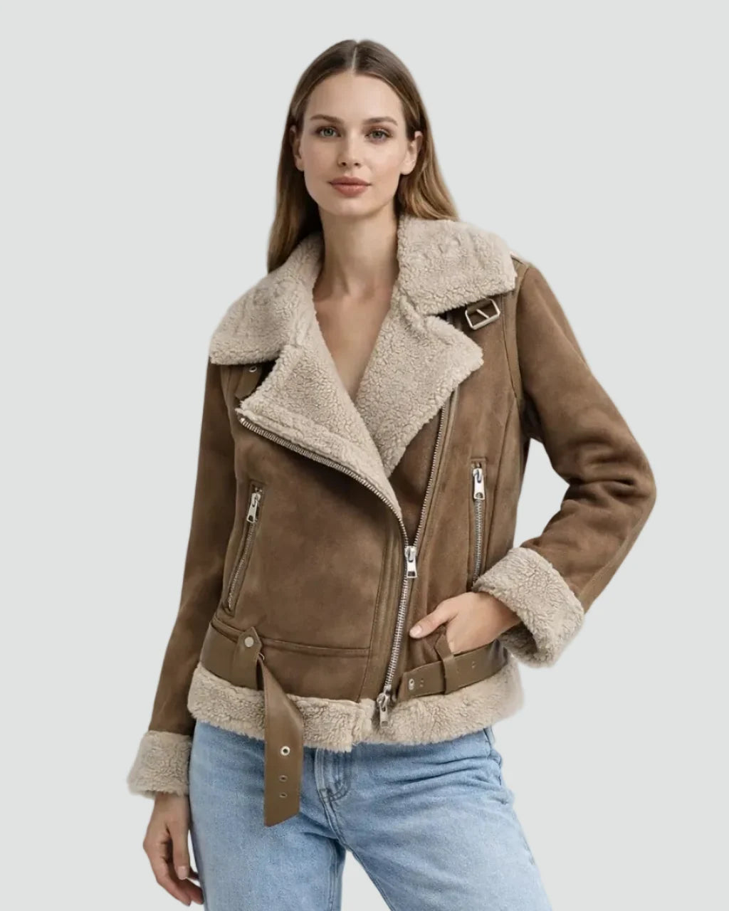 Talia Women's Biker Jacket | Teddy-Lined Leather-Look, Fitted 1