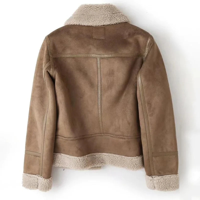 Talia Women's Biker Jacket | Teddy-Lined Leather-Look, Fitted 2