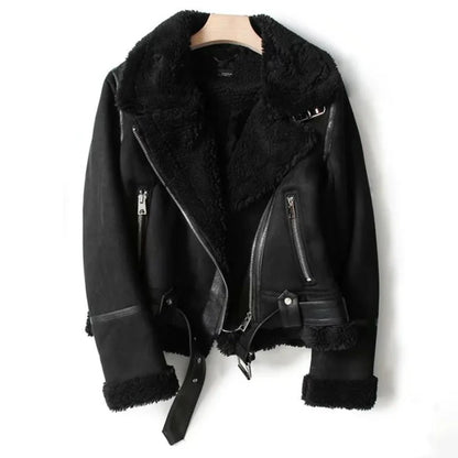 Talia Women's Biker Jacket | Teddy-Lined Leather-Look, Fitted 3