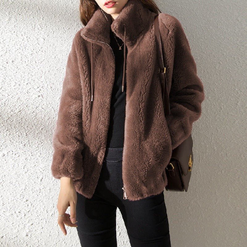 Talia Women's Coat | Soft Teddy Fabric, High Collar Winter Coats 1