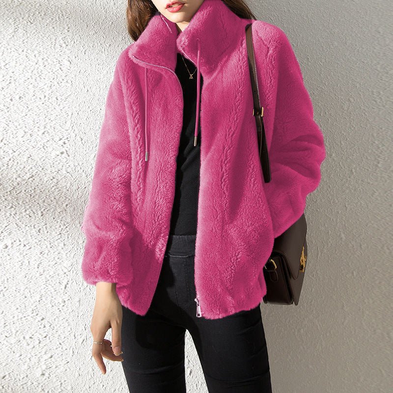 Talia Women's Coat | Soft Teddy Fabric, High Collar Winter Coats 5