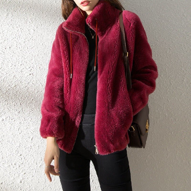 Talia Women's Coat | Soft Teddy Fabric, High Collar Winter Coats 6
