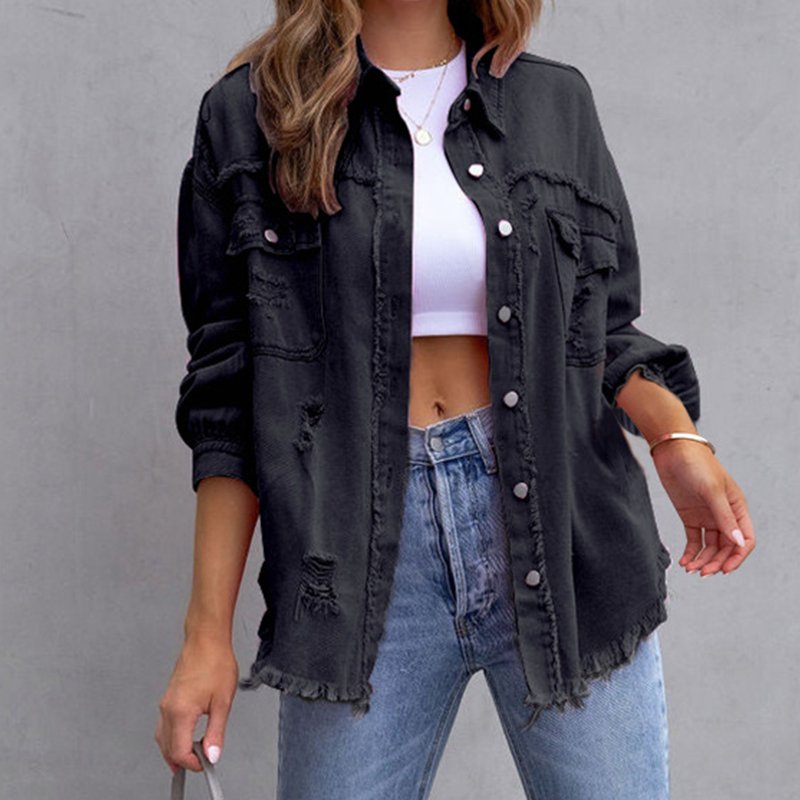 Talia Women's Denim Jacket | Casual Fit, Distressed Details 3