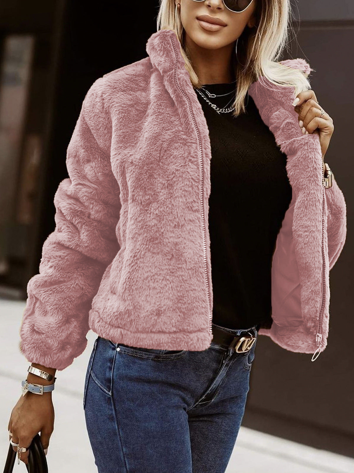 Talia Women's Jacket | Soft Teddy Bomber, Lightly Oversized Winter Coat 3