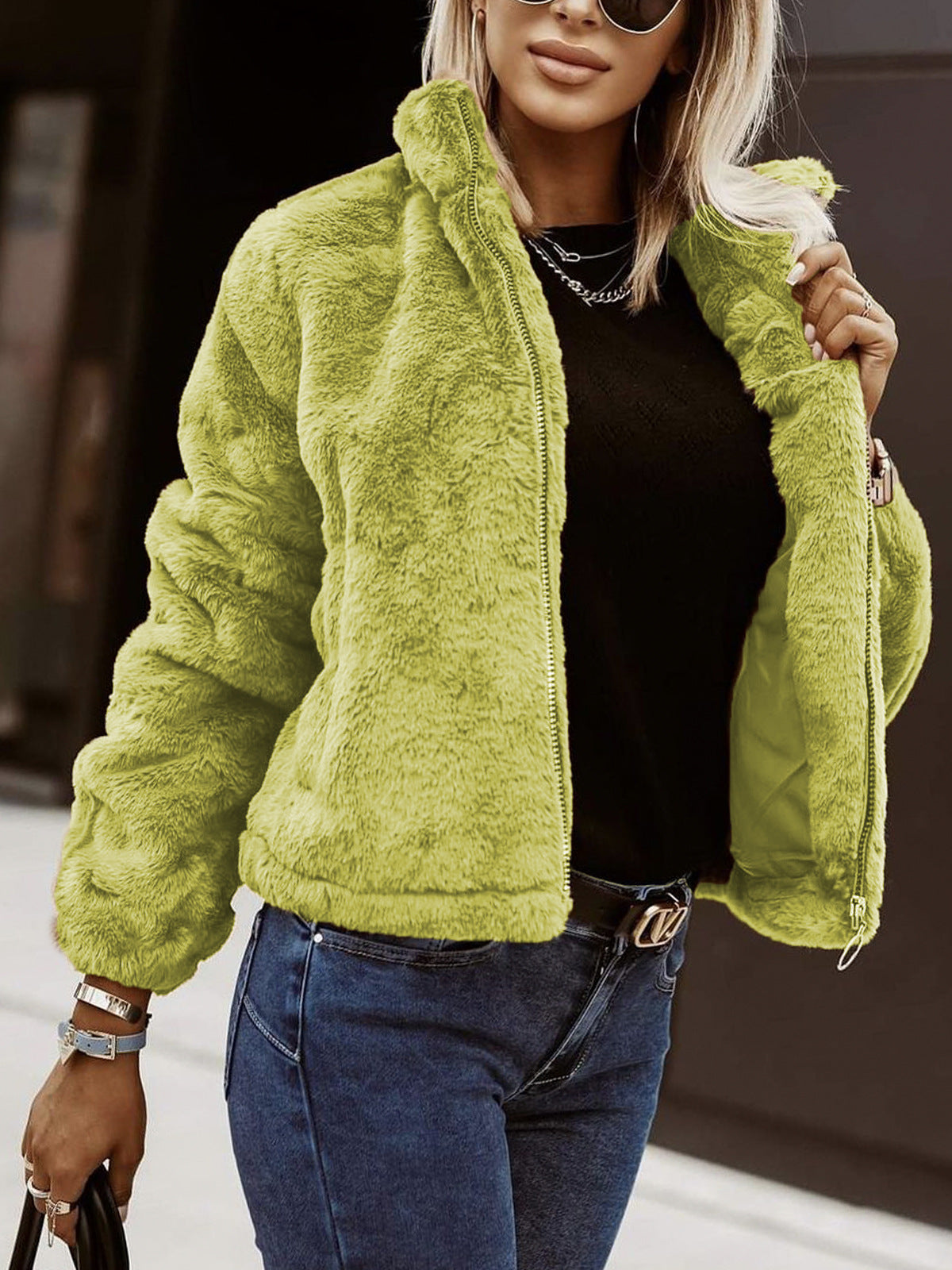Talia Women's Jacket | Soft Teddy Bomber, Lightly Oversized Winter Coat 4