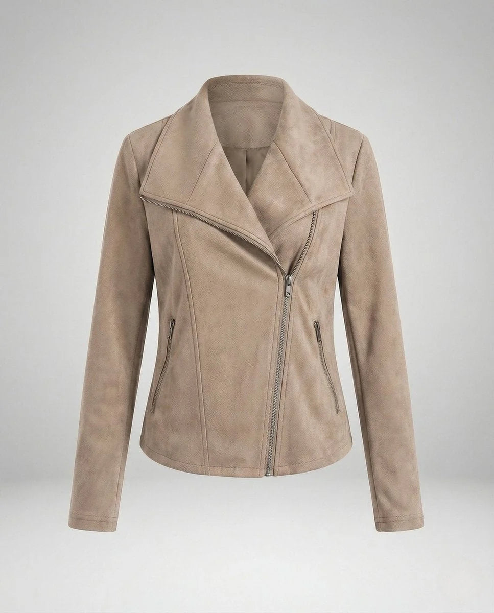 Talia Women's Jacket | Suede-Look, Asymmetric Zip, Tailored Fit 0