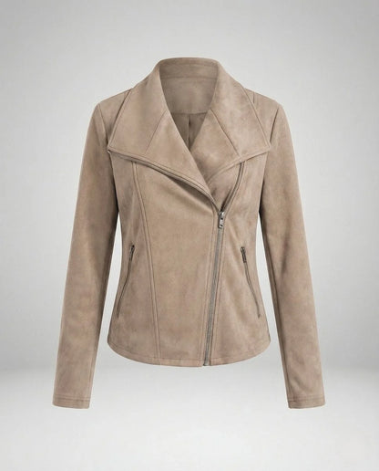 Talia Women's Jacket | Suede-Look, Asymmetric Zip, Tailored Fit 0