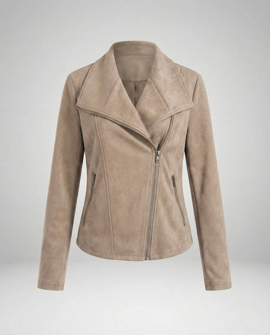 Talia Women's Jacket | Suede-Look, Asymmetric Zip, Tailored Fit 0