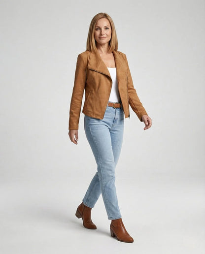 Talia Women's Jacket | Suede-Look, Asymmetric Zip, Tailored Fit 1